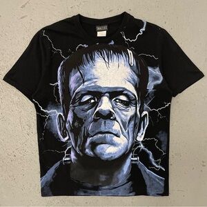 Vintage 2000s Universal Monsters Frankenstein Rare AOP Horror T Shirt Medium
